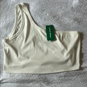 SHEIN White one shoulder crop top